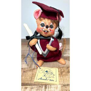Annalee Doll Graduation Mouse Doll In Burgundy Cap & Gown 2100 Tags & Org Bag